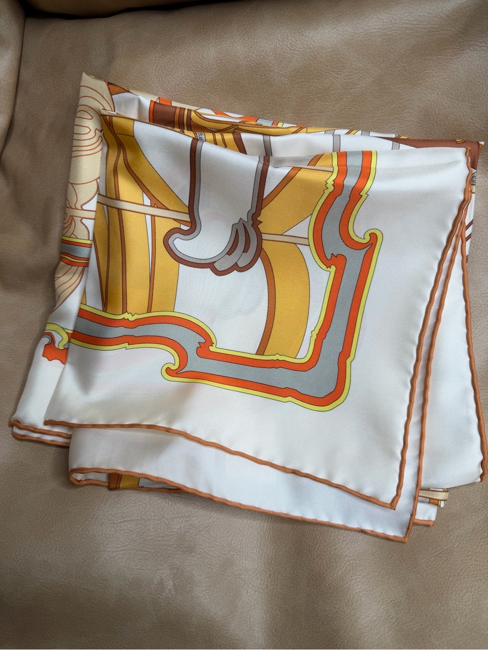 Hermes La Ligne de Fouet Silk Scarf